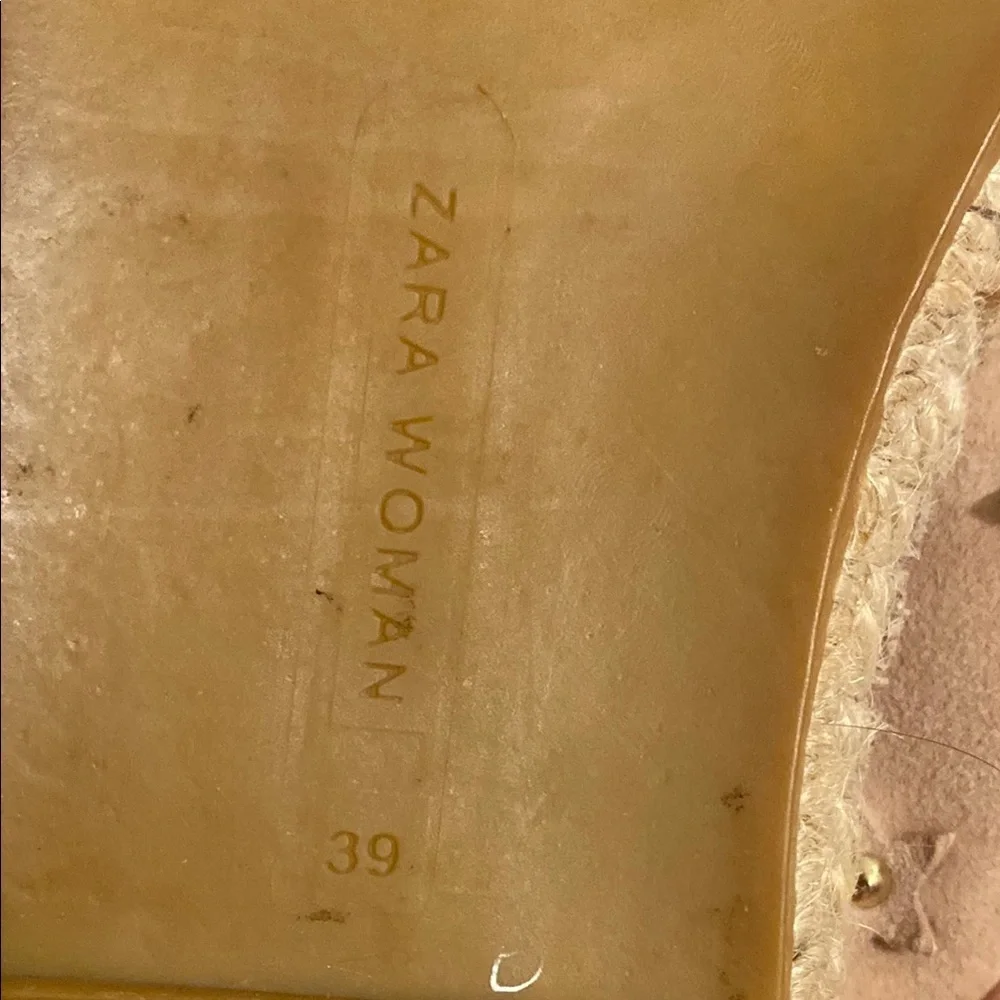 Zara Embellished Tan Espadrilles. Size 39